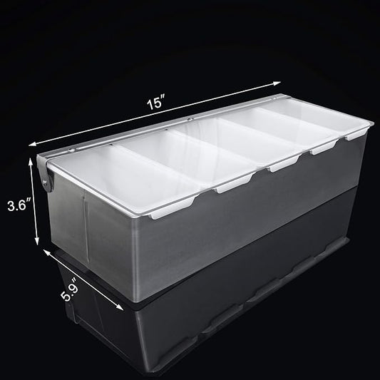 New Star Foodservice 48032 Stainless Steel Condiment Dispenser with 5 Compartments (No Ice Tray)