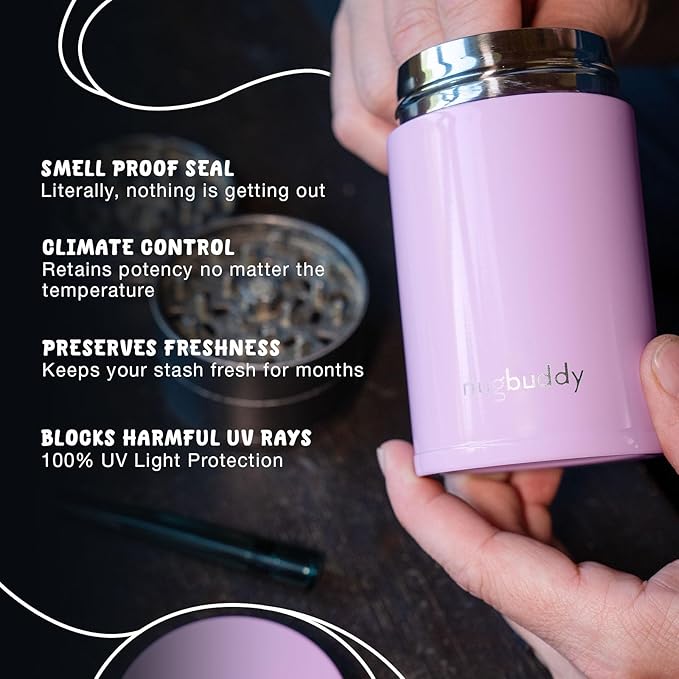Mini Airtight Storage Container - Vacuum Sealed Insulated w Nested Glass Jar - UV Protection, Temperature Controlled Stainless - Whiteboard Finish w Marker Included - 100 ml (1/4 Oz)