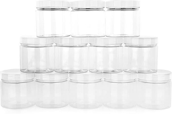 Healthy Packers Plastic Jars With White Lids - 4 oz 36-Pack Small Plastic Containers With Lids, Labels and Marker. Great for Slime, Lotion, Crafts, Travel & General Storage