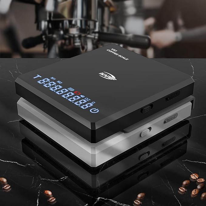 IKAPE Digital Mini Coffee Scale with Timer, 2kg/0.1g High Precision Rechargeable Drip Espresso Scale with Tare Function, LED Display(White)