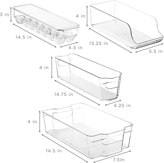 Sorbus Fridge Bins and Freezer Bins Refrigerator Organizer Stackable Food Storage Containers BPA-Free Drawer Organizers for Refrigerator Freezer and Pantry (Pack of 8)