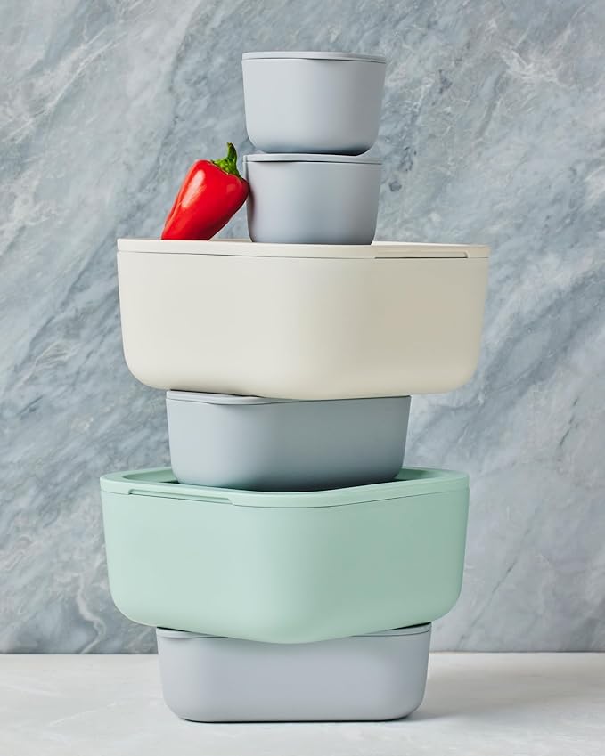 Caraway Glass Food Storage - 4.4 Cup Glass Container - Ceramic Coated Food Container - Non Toxic, Non Stick Lunch Box Container with Glass Lids. Dishwasher, Oven, & Microwave Safe - Sage