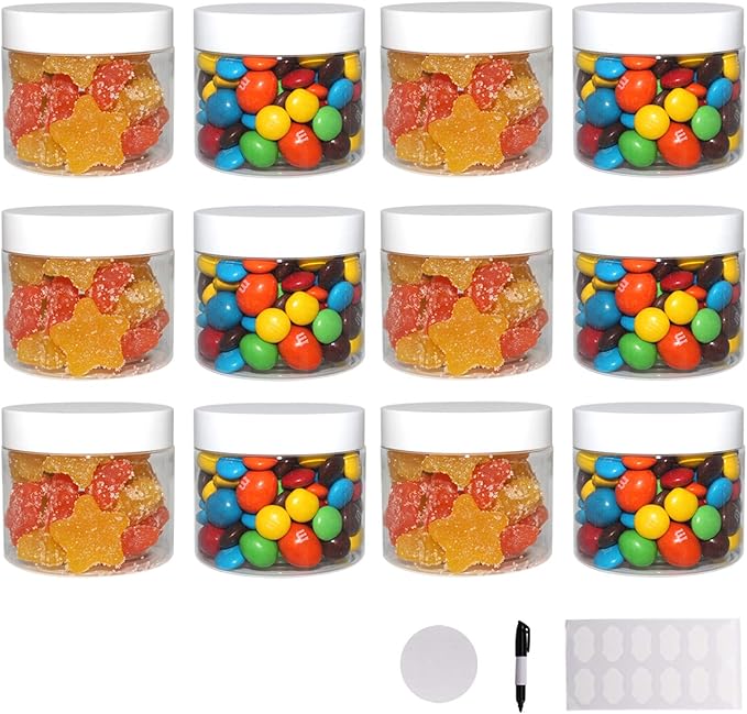 28 Pack 5 oz (150 ml) Plastic Slime Containers with White Lids, Wide-Mouth Storage Jars for Slime, Body Butter, Cosmetics, Scrub