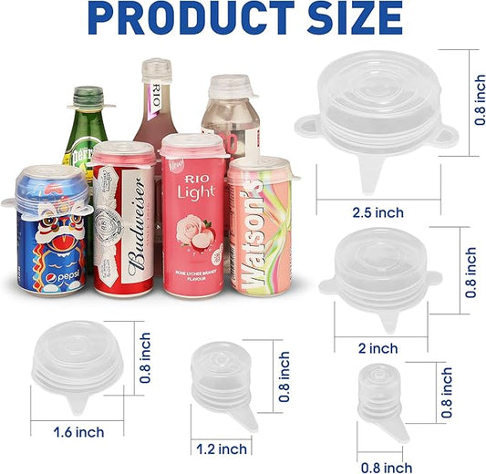 Extra Small Silicone Stretch Lids 5 pack Reusable Silicone Jar Cover to Fit 0.8 Inch to 3.2 Inch Cat Food Cans Mini Mason Jars Beer Bottles