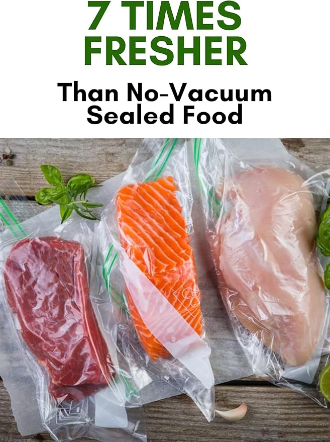 MegaWise 3 Rolls of Vacuum Sealer Machine Bags, 8 inch wide and 21.6 Feet Long for Megawise & other brand vacuum sealers Perfect for Meal Prep and Sous Vide Cooking
