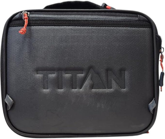 Titan Fridge Cold Crush Resistant Expandable Lunch Bag - With Reusable Gel Ice Packs Plus Food Container Set - Black
