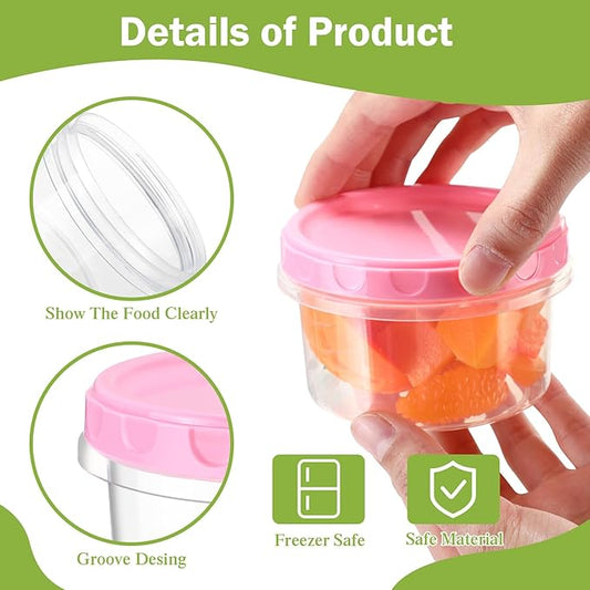 Sieral 36 Pack 8 oz/ 250 ml Freezer Containers with Lids Plastic Twist Top Deli Jars Reusable Freezer Storage Containers for Food Round Wide Mouth Lunch Snacks (Pink)
