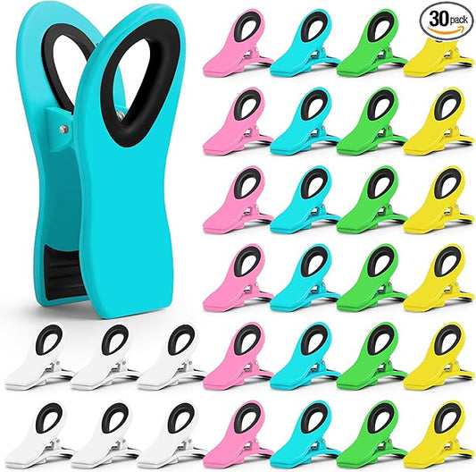 30 Pack Chip Clips Bag Clips, Multicolor Clips for Food Packages, Multipurpose Magnetic Clips, Chip Clips Bag Clips Food Clips, Refrigerator Magnet Clips Chip Clip, Bag Clips for Food Storage