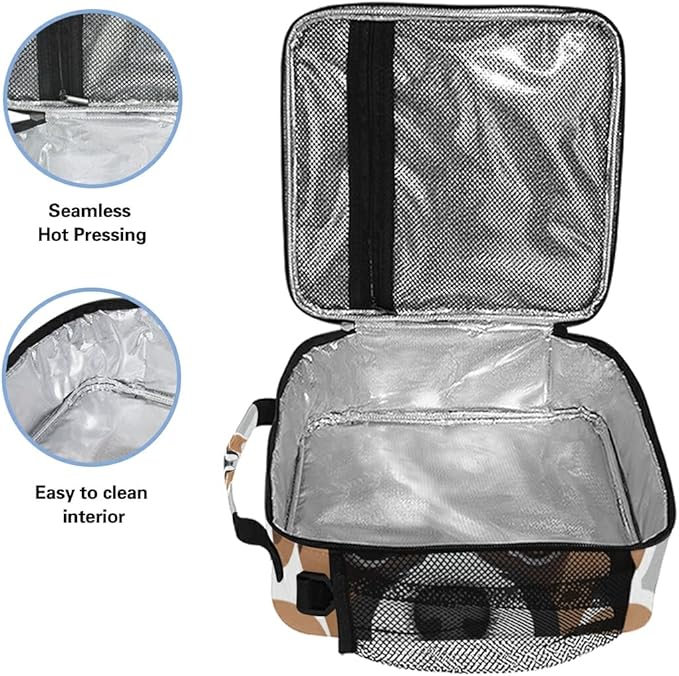 Pfrewn Dog Pattern Lunch Box Boxer Dog Insulated Lunch Bag Reusable Cooler Meal Prep Bags Lunch Tote with Shoulder Strap for School Kids Office Adult