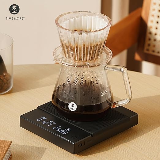 TIMEMORE Coffee Scale with Timer Basic 2.0, 2kg/0.1g High Precise Pour Over Drip Espresso Scale, Digital Coffee Scale 2 Weight Units, Rechargeable, Black