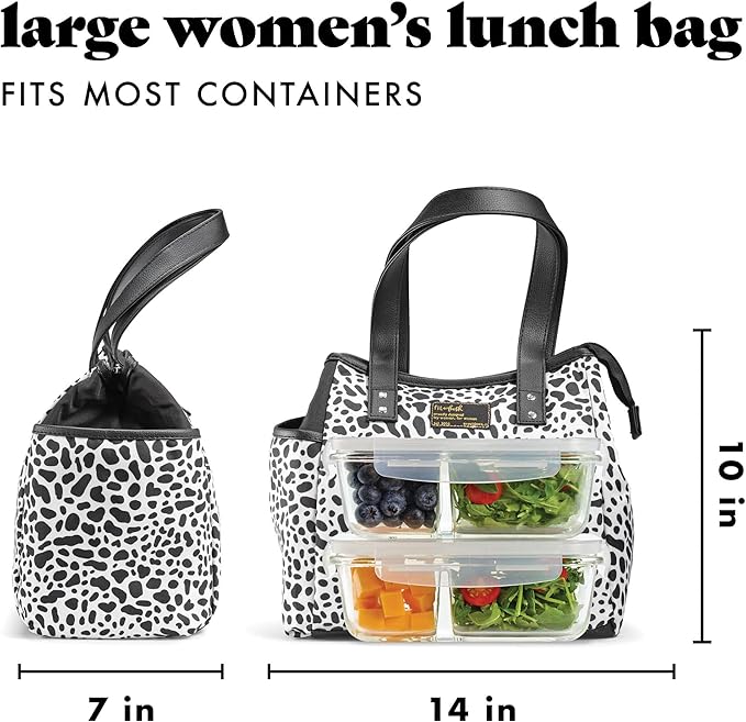 Fit & Fresh Lunch Bag For Women, Insulated Womens Lunch Bag For Work, Leakproof & Stain-Resistant Large Lunch Box For Women With Containers and Matching Tumbler, Zipper, Westerly Lunch Bag, Cheetah