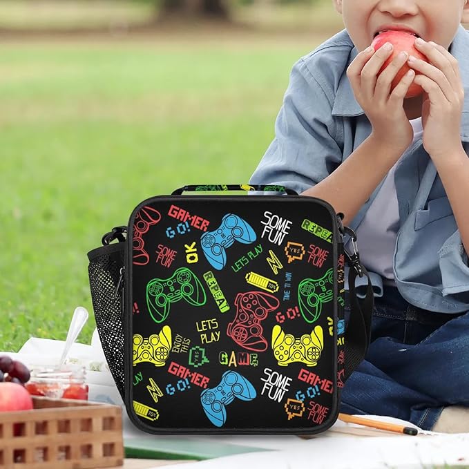 Lunch Bag Personalized Game Controller Lunch Bag Insulated Lunch Bag Reusable Lunch Box Picnic Travel Lunch Tote Bag Snack Bag