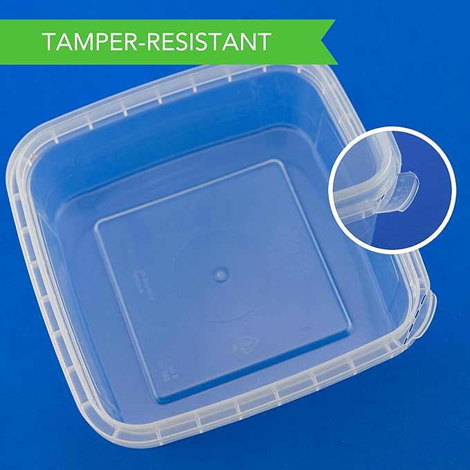NYHI 40 Pack Square Clear Deli Containers with Lids Disposable BPA Free Square Plastic Food Storage Containers with Lids Airtight for Meal Prep Take Out Kitchen (32 oz)