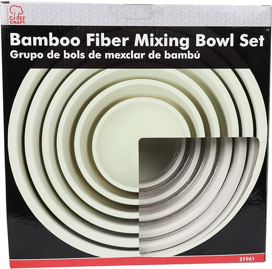 Chef Craft Eco Bamboo Fiber Mixing Bowl Set, 6 Piece Set, Natural