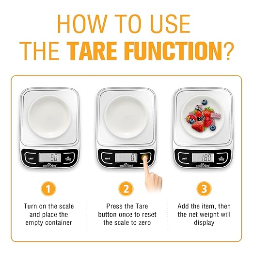 Easy@Home Digital Kitchen Scale Food Scale with High Precision to 0.04oz and 11 lbs Capacity, Digital Multifunction Measuring Scale, EKS-202