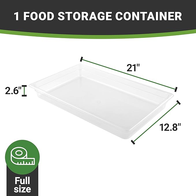 Restaurantware-2.5 Inch Deep Food Pans, 1 Full Size Commercial Food Storage Container - Freezable, Break-Resistant, Clear Plastic Cold Pans, Dishwashable, For Kitchens, Restaurants, Or Cafeterias