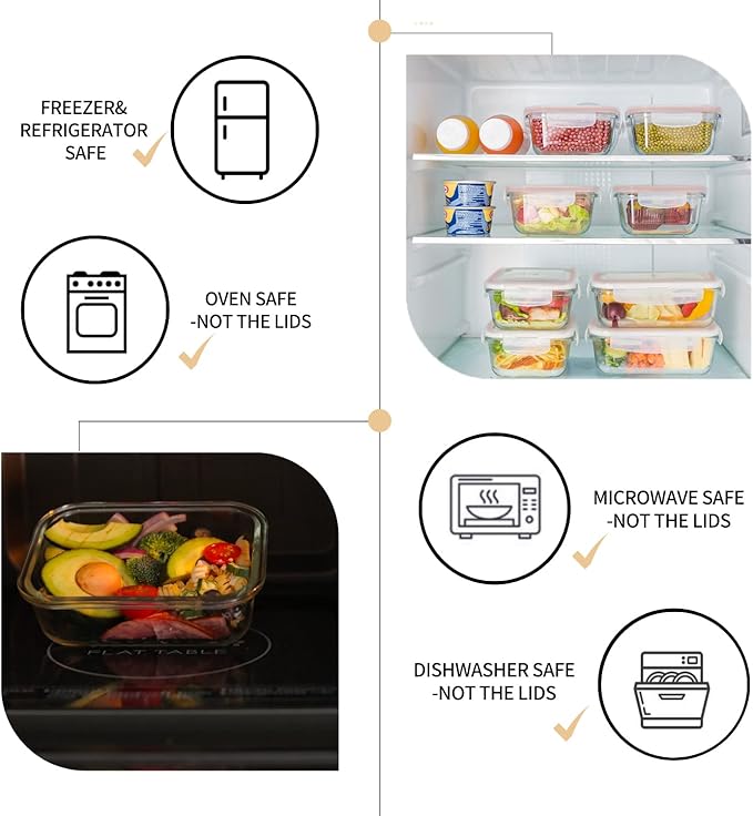 Glass Food Storage Containers with Lids, [24 Piece] Glass Meal Prep Container, Airtight Bento Boxes, BPA Free & Leak Proof (12 lids & 12 Containers) - Pink