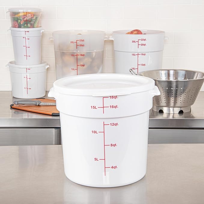 Restaurantware-LIDS ONLY: Met Lux Food Container Lids, 10 Round Lids For Storage Containers - Containers Sold Separately, With Pull-Corner Tab, White Plastic Lids, Dishwashable, Freezable