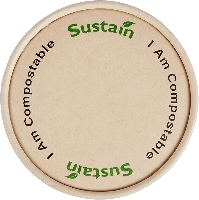 LIDS ONLY: Sustain Round Paper Soup Container Lids, 200 Disposable Ice Cream Cup Lids - Cups Sold Separately, For 5 Ounce Cups, Bamboo To Go Cup Lids, With PLA lining, Compostable - Restaurantware