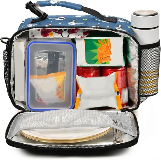 Pirate Shark Kids Lunch Bag Sea Animal Insulated Lunch Bags Reusable Lunch Box Lunch Tote Bag for School Office Work Picnic