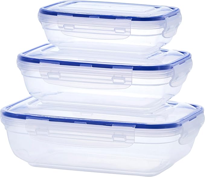 Superio Plastic Food Storage Container Set, BPA Free, Sealed Containers with Airtight Lids for Pnatry, Cupboard, and Fridge- Microwave and Dishwasher Safe (10) (3. Pack)