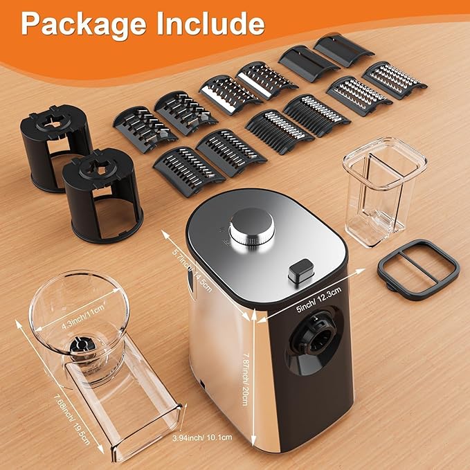 Electric Cheese Grater Upgraded, Salad Maker Machine with 5 Different Shapes of Blades.400W Cheese Shredder,Electric Slicer,Electric Salad Machine for Cheeses, Fruits, Vegetables