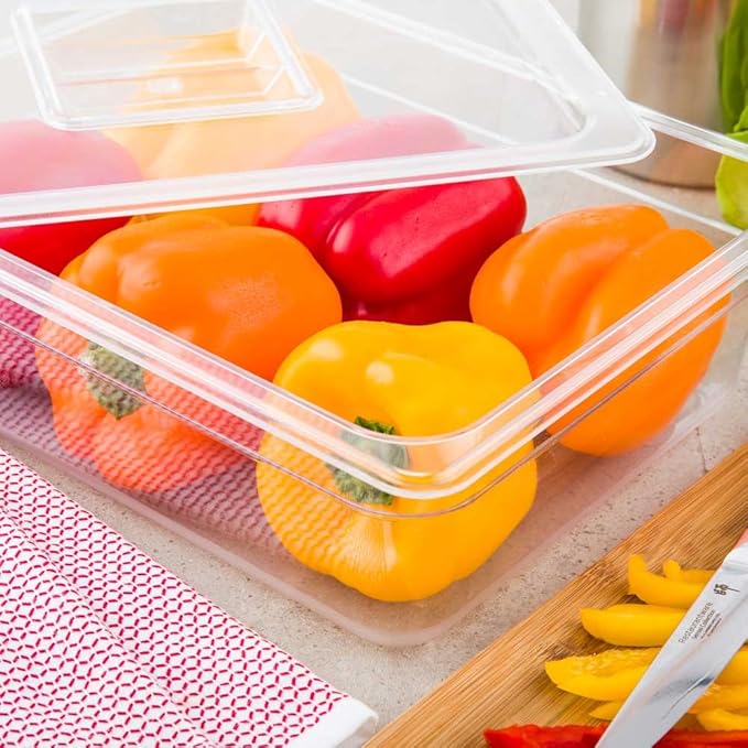 Restaurantware-4 Inch Deep Food Pans, 1 1/2 Size Commercial Food Storage Container - Freezable, Break-Resistant, Clear Plastic Cold Pans, Dishwashable, For Kitchens, Restaurants, Or Cafeterias
