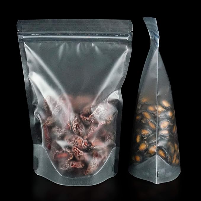 PABCK 500 Pcs 3.5x5.1 inch Resealable Stand Up Bags Matte Clear Zipper Lock Heat Seal Pouches with Tear Notch for Zip Food Storage Lock Packing