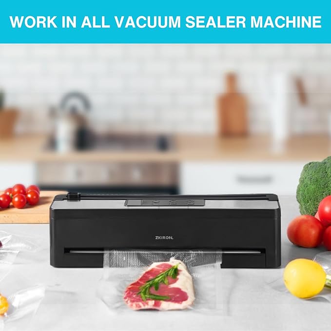 Vacuum Sealer Pre-Cut Bags - BPA-Free, Heavy Duty Food Saver Bags for Dry & Wet Foods, Compatible with Most Vacuum Sealers, Ideal for Freezing & Sous Vide Cooking (4.8" x 8" 50 count)