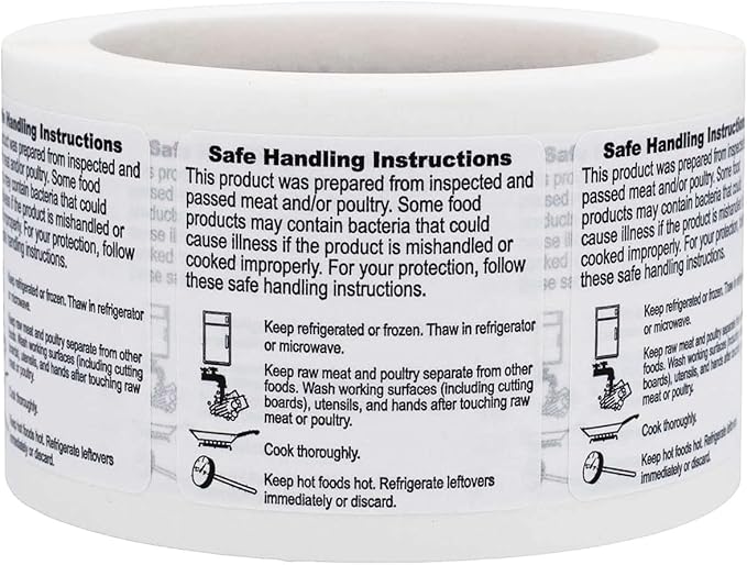 Safe Handling Instruction Labels for Food Rotation Restaurant Deli Grocery Store Labels 2 x 2 Inch 500 Total Stickers