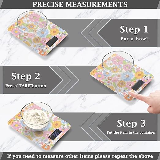 Food Scale Kitchen Scale Food Scales Digital Weight Grams and Ounces Small Electronic Food Scale for Baking Cooking Vintage Flowers