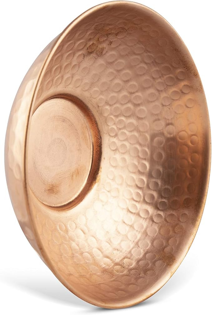 GoCraft Pure Copper Decorative Bowl | Hammered Finish Pure Copper Bowl for Nuts, Salad, Fruits & Kitchen Serving Purposes - 5" (Small)