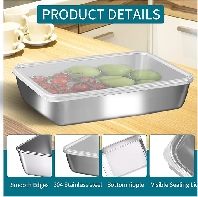 stainless steel Food Storage 12-Pack Lunch BoxContainers setsstorage box with lidfreezer FrozenKitchen tra with lidOven plateSide dish plate Freezer & Dishwasher Safe