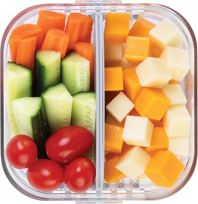 PackIt Mod Snack Bento Food Storage Container, Steel Gray, Shatterproof Crystal Clear Base, with Leak-resistant Dividers and Lid, Microwavable, Dishwasher Safe, Perfect for Snacks