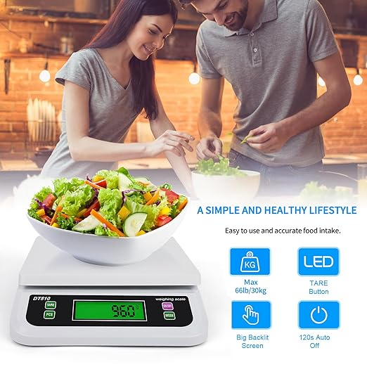 Large Commercial Food Scale,66LB Digital Kitchen Scale, Bakers Counting Scale, with Tare Functio,Baking Scales for Kitchen, LCD Display, Food + Scales, g/oz/lb/kg/tl/ct 6 Unit for Deli Meat