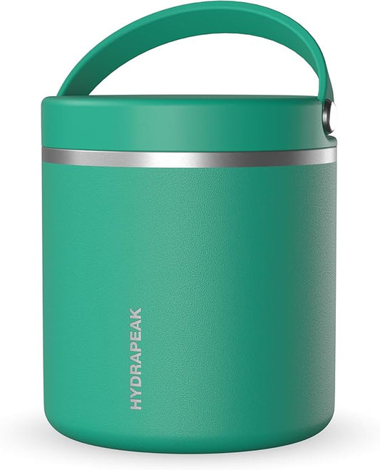 Hydrapeak 25oz Stainless Steel Vacuum Insulated Thermos Food Jar | Thermos for Hot Food and Cold Food, Wide Mouth Leak-Proof Soup Thermos for Adults, 10 Hours Hot and 16 Hours Cold (Kelly Green)