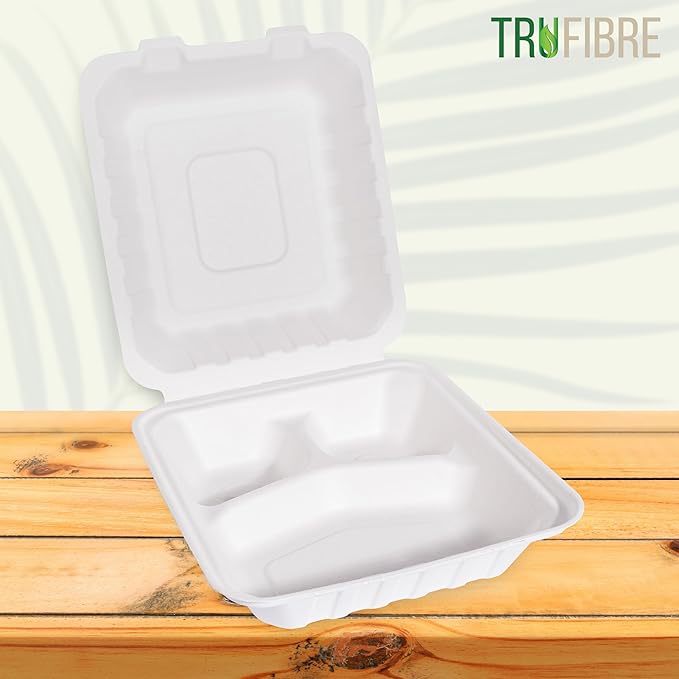 White Disposable Food Containers with Lids, To Go Clamshell, Take Out Boxes for Delivery, Cakes, Desserts, Party Favors, Events, 8x8 50 Pack