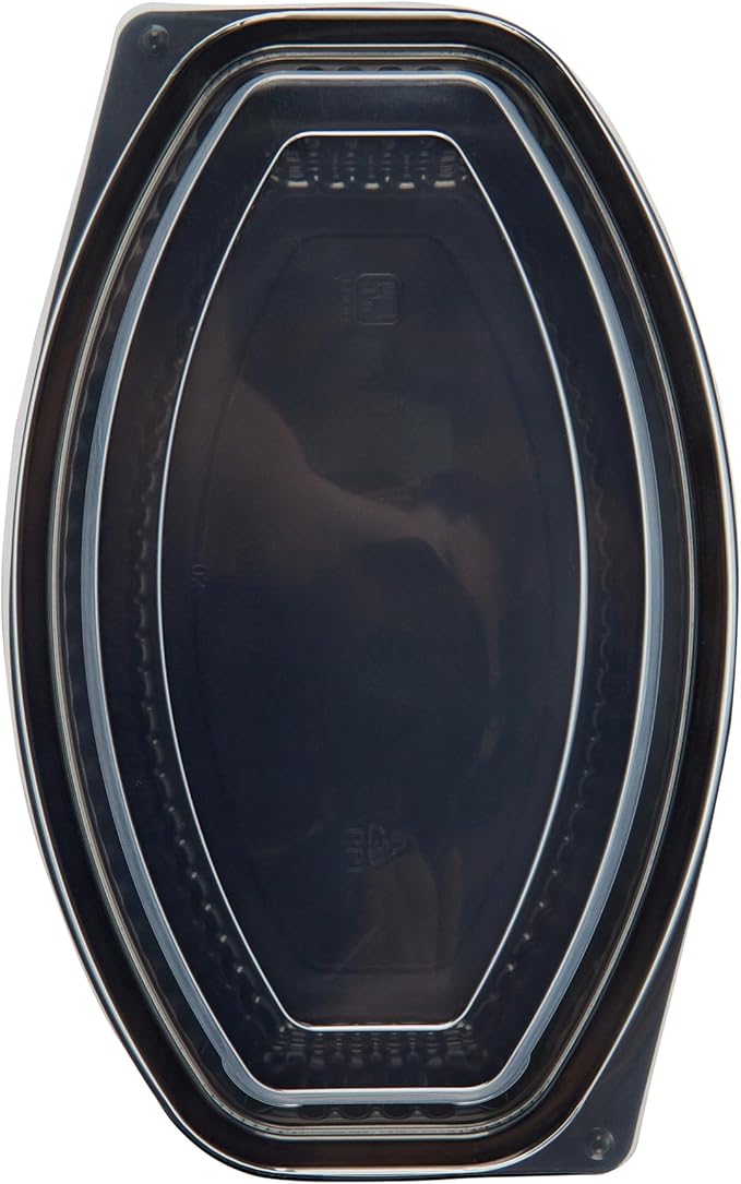 Restaurantware RW Base 32 Ounce Meal Prep Containers, 100 Microwavable To Go Containers With Lids - Disposable, Freezable, Black Plastic Oval Food Containers, Pack Hot And Cold Food, For Takeaway