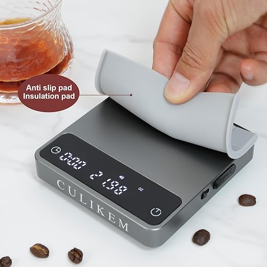 Coffee Espresso Scale with Timer, Mini, Four Modes, Automatic, Digital, Rechargeable, for Barista, 0.3-2000g/0.1g