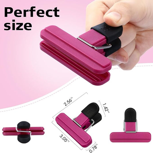 20 Pcs Chip Bag Clips Plastic Heavy Duty Clips Food Bag Clips Heavy Seal Grip for Food Storage Snack, 3.07 x 2.56 x 1.46 Inch(Rose Red)