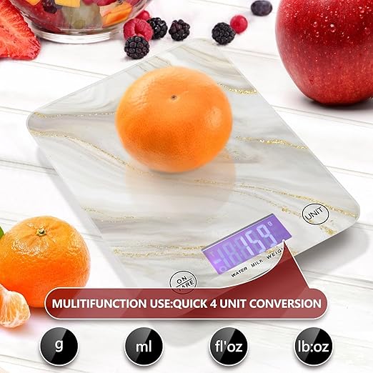 Food Scale Kitchen Scale for Baking Cooking Digital Food Weighing Measuring Scale Small Waterproof Electric Food Scale Marble