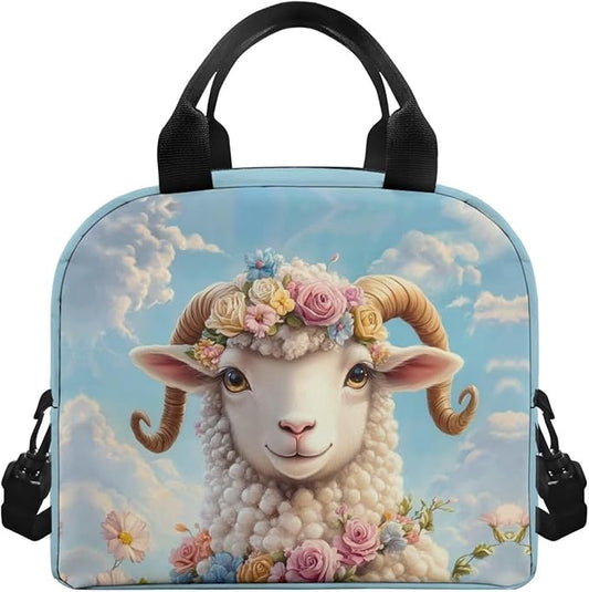 Showudesigns Goat Lunch Bag for Kids Girls Lunch Boxes for School 10-12 Lightweight Bento Cooler Bag Cute Insulated Lunchbox Container Picnic Bags Crossbody Purse Blue