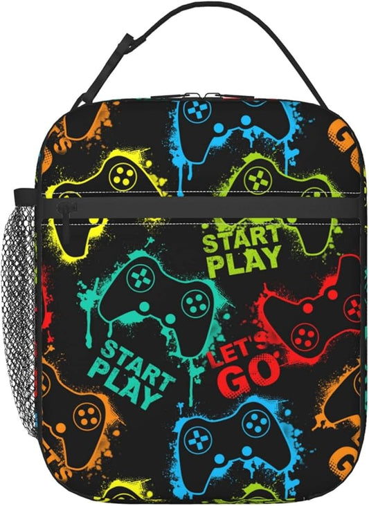 YETTA YANG Video Game Cool Portable Lunch Bag Insulated Lunch Box Reusable Totes For Women Men Work Picnic Camping