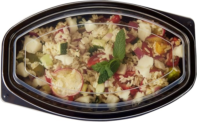 Restaurantware RW Base 24 Ounce Meal Prep Containers, 100 Microwavable To Go Containers With Lids - Disposable, Freezable, Black Plastic Oval Food Containers, Pack Hot And Cold Food, For Takeaway