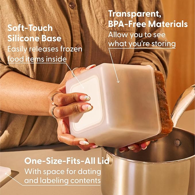 W&P Freezer Cubes- Set of 3 | Reclaim Your Freezer With Tidy Stackable Frozen Food Containers | 16oz, 40oz, 64 oz | Freezer safe, BPA Free, Dishwasher Safe, Microwave Safe (Pack of 5)