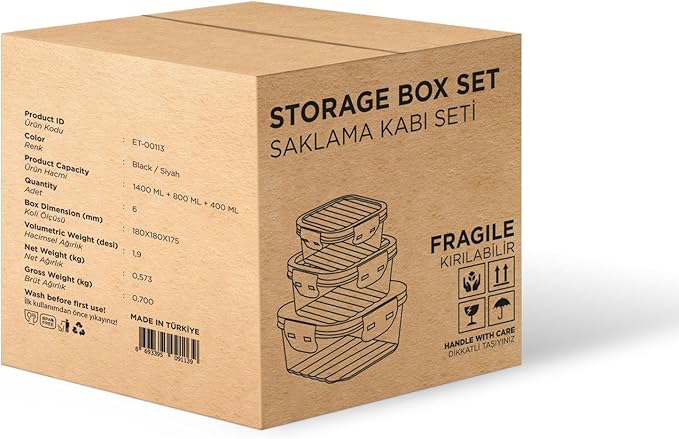 6-Piece Food Storage Container Set – Airtight, Leakproof, BPA-Free Plastic Storage Boxes with Locking Lids – Stackable Meal Prep Containers, Microwave, Freezer & Dishwasher Safe