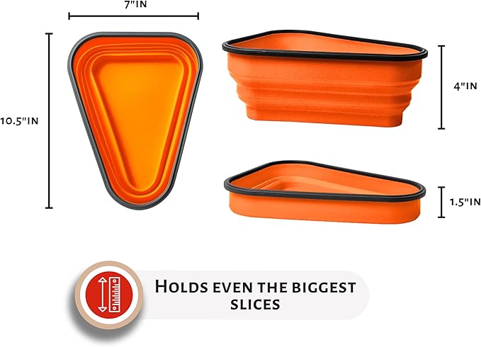 PIZZA PACK The Perfect Reusable Pizza Storage Container with 5 Microwavable Serving Trays - BPA-Free Adjustable Pizza Slice Container to Organize & Save Space, Orange 4 pk