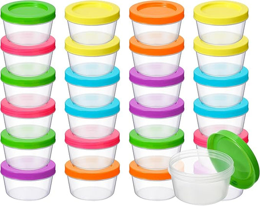 Tanlade 24 Pcs Snack Containers 7 Oz Small Plastic Food Containers with Lids Reusable Freezer Storage Jars Lunch Box, Microwave, Dishwasher and Freezer Safe