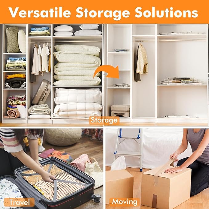 10 Small Vacuum Storage Bags with Electric Pump, Space Saver Bag for Clothes, Mattress, Blanket, Duvets, Pillows, Comforters, Travel