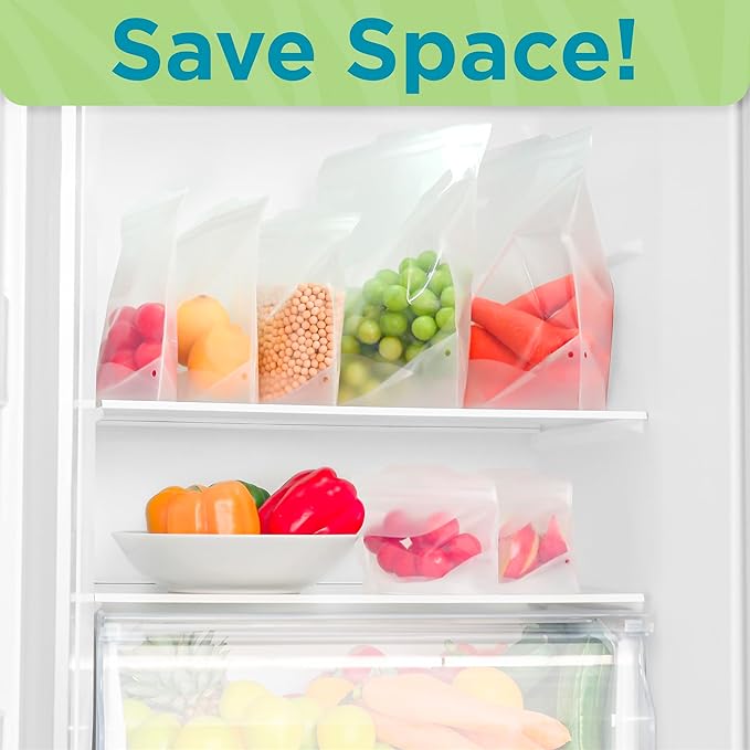 Home Logic Reusable Sandwich Bags – Leak Proof Food Storage for Snacks & More – 24 Bags, 7 Inch Width